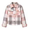 thumbnail image 4 of Womens Lapel Collar Plaid Flannel Jacket Shacket Coat Outerwear Casual Fall Wear S, 4 of 8