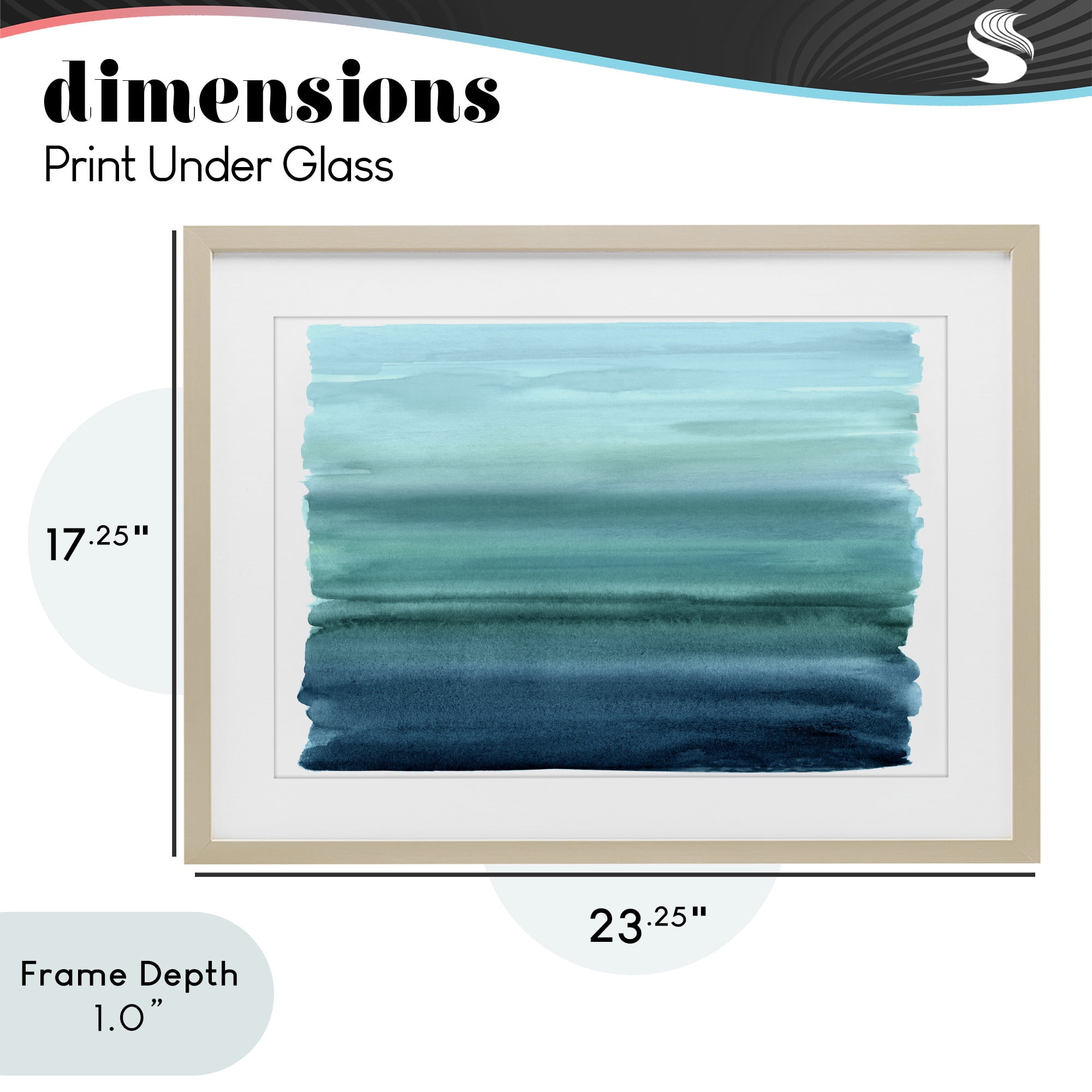Stupell Industries Ombre Teal Gradient Birch Framed Print Under Glass, design by Allie Corbin