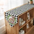 thumbnail image 4 of Bunny Easter Table Runner Linen Burlap Table Runner 72 Inches Long Eggs Spring Floral Black White Plaid Farmhouse Dresser Scarves for Kitchen Island Coffee Dining Party Wedding Holiday Decor 14"x72", 4 of 8