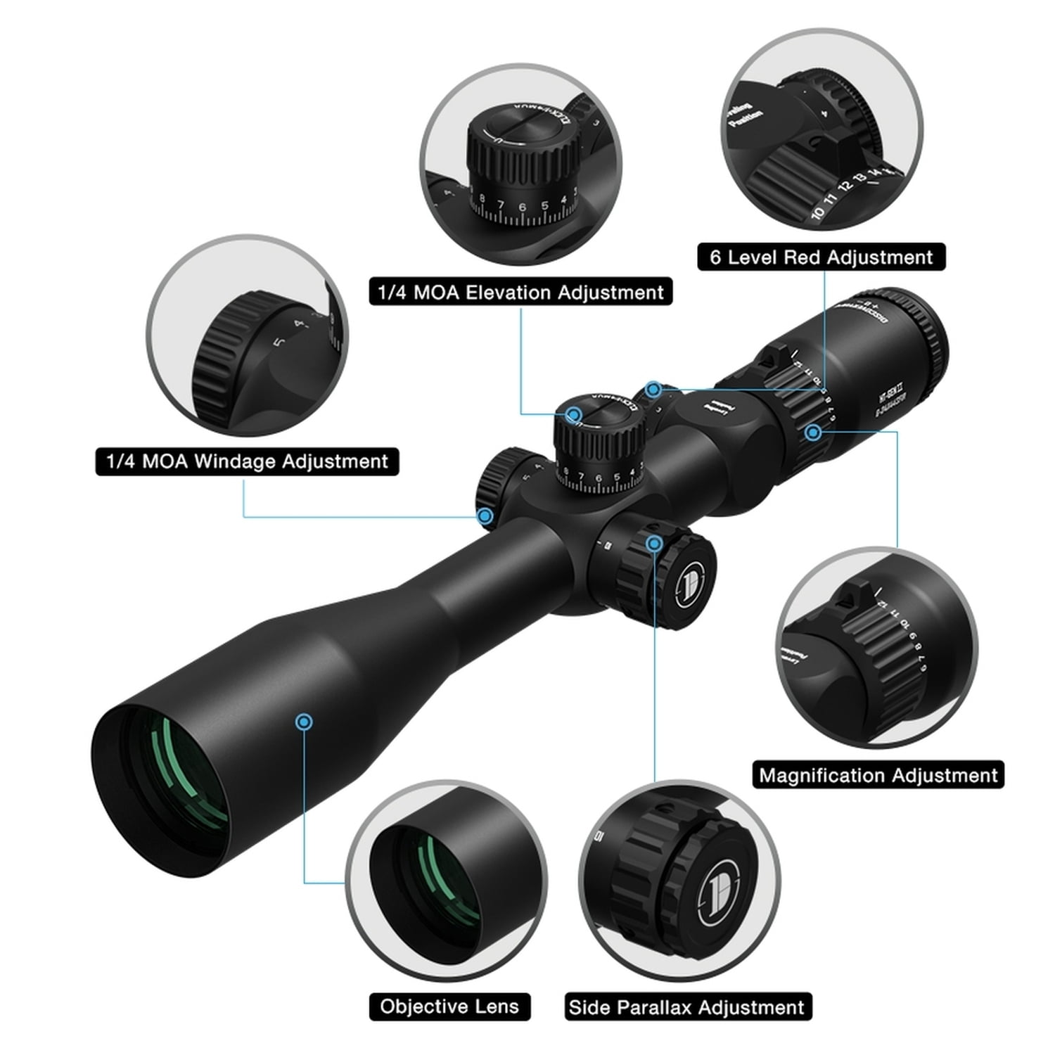 DISCOVERYOPT HT GENII 6-24X44 Riflescope Side Focus Illuminated Reticle 30MM Hunting Optics Scopes