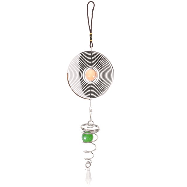 MasteelfCA Carillon Éolien en Maille Ronde Colorée 3D Feuille Creuse en Acier Inoxydable Décoration Murale Pendentif pour Bureau Maison Balcon (Argent)