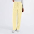 thumbnail image 3 of Corduroy Pants Women Casual Comfy Elastic High Waisted Pull On Trousers Straight Leg Lounge Pant with Pockets Beige S, 3 of 4