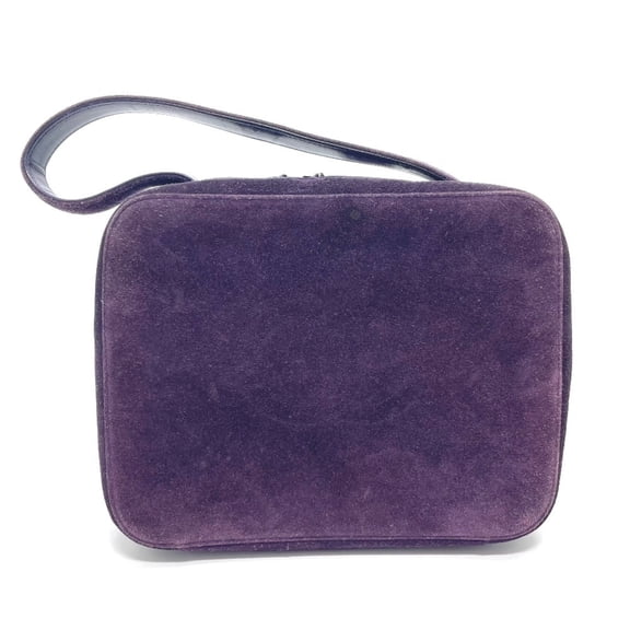 Pre-Owned CHANEL CC Coco Mark Square Bag, Suede Handbag, Women's, Purple (Fair)
