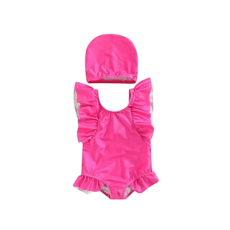 

aturustex Summer Toddler Baby Girl Ruffle Swimsuit One Piece Bathing Suit Halter Bikini Sleeveless Swimwear Beachwear (1-6T)