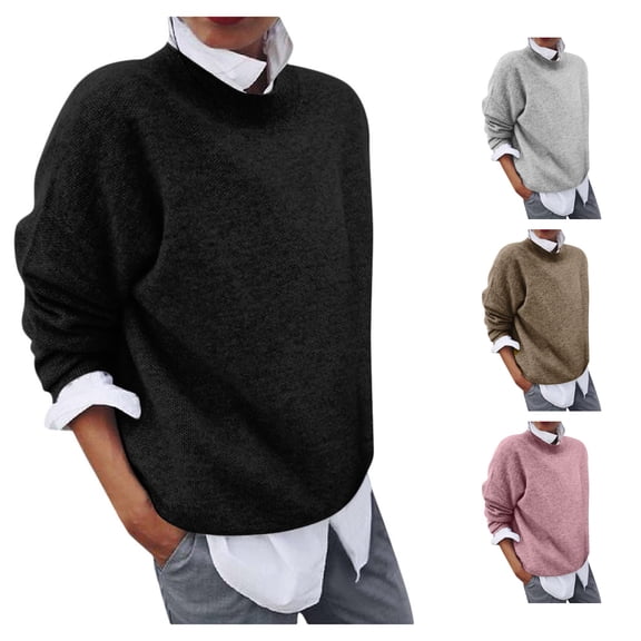 Women's Long Sleeve Sweater Top Layered Look with Ribbed Details
