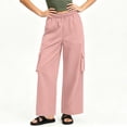 thumbnail image 5 of LVHAOGJOB Womens Cargo Pants with Pockets Straight Leg Pants Wide Leg Elastic Waist Trousers for Ladies Outdoor, 5 of 9