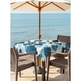 thumbnail image 2 of Outdoor Tablecloth with Umbrella Hole and Zipper, Blue Geometric Moroccan Square Table Cloth 60x60 Inch Waterproof Tablecloth, Abstract Art Blue Ombre Modern Picnic Table Cover for Patio Camping, 2 of 7