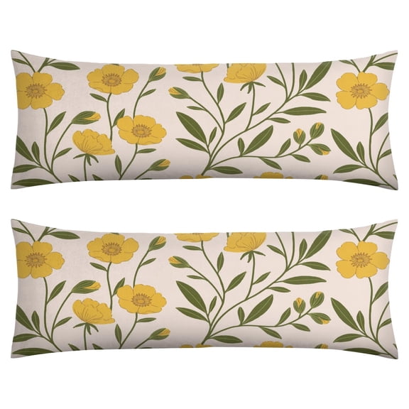 Boho Sunflower Body Pillow Cover – Soft & Breathable, Hidden Zipper, 20"x54", Vintage Floral Print with Butterflies & Bees – Gift for Side Sleepers, Pregnancy, Farmhouse Decor