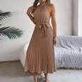 thumbnail image 5 of Aellinatey Sleeveless dress, casual round neck, pleated A-line swing long party dress, 5 of 9