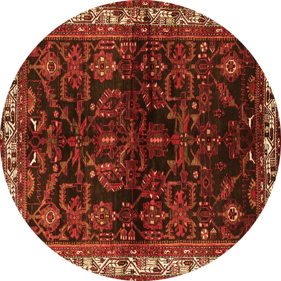 Ahgly Company Indoor Round Persian Orange Traditional Area Rugs, 4' Round