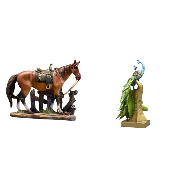 Estatua De Caballo Y Pavo Real, Adorno Artístico, Escultura De Resina, Figura Decorativa Para El Hogar, Oficina, Sala De Estar, Escritorio, Colección Para Amantes De Los Animales, Centro De