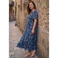 thumbnail image 2 of Roaman's Women's Plus Size Hand Crinkled Flutter-Sleeve Maxi Dress, 2 of 5