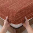 thumbnail image 3 of Twin Sze Fitted Sheet Set - Brick Red 2 Piece Bedding Sets 16" Deep Pocket Fitted Sheet with 1 Pillowcase, Pure Color Stripes Linen Texture Modern Simple Brushed Microfiber Hotel Luxury Bed Sheets, 3 of 9