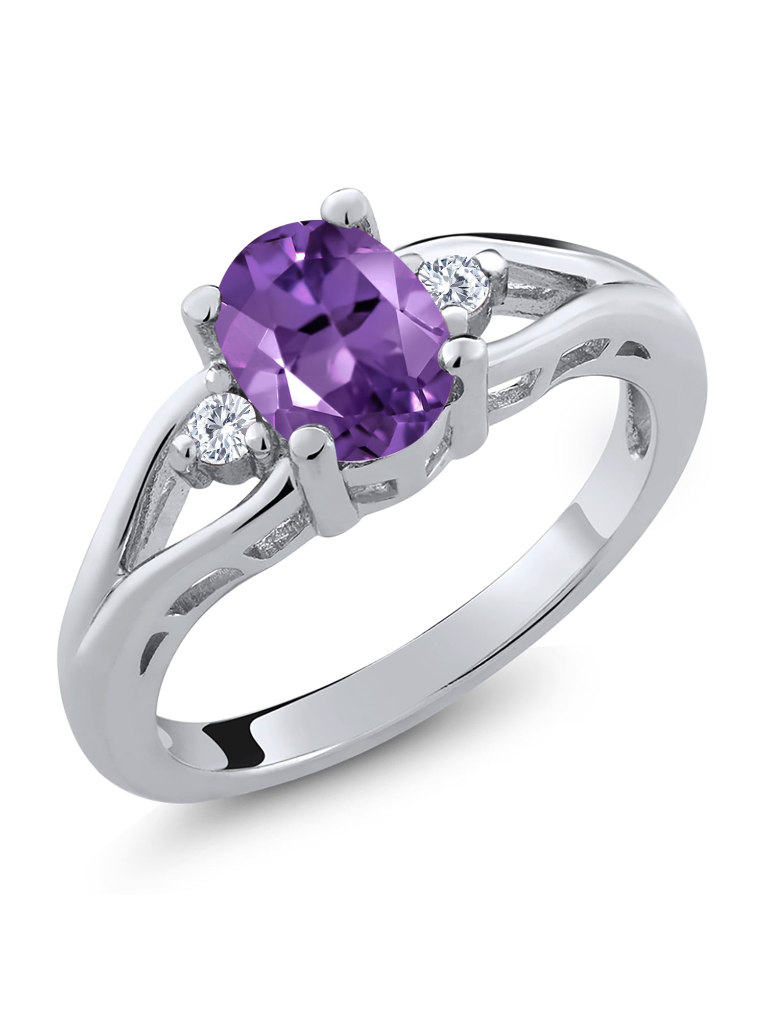 Solid 925 Sterling Silver Tarnish Free Ring With Moissanite and Amethyst Moissanite Women's Ring Anniversary Ring Amethyst Ring For Her