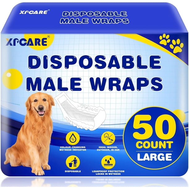 Pañales desechables para perros machos XPCARE, grandes, 50 unidades, a prueba de fugas