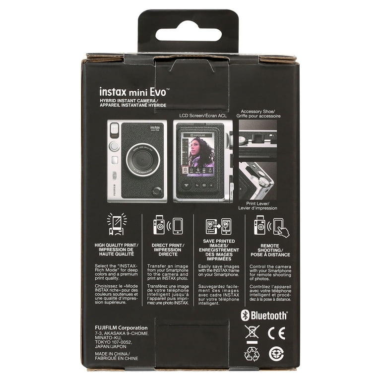 Fujifilm Instax Mini Evo Digital Camera - Black, Instant Fujifilm Instax Mini Evo Digital Camera - Black, Instant