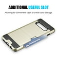 thumbnail image 3 of Luxury Dual Layer Hybrid Wallet Case for Galaxy S10 Plus (Gold) w/ Credit Card ID Slot Holder & Retractable 3.5mm Headphone Splitter Cable - Lightweight, Button Covers, Shock Absorption, Lip Guard, 3 of 8