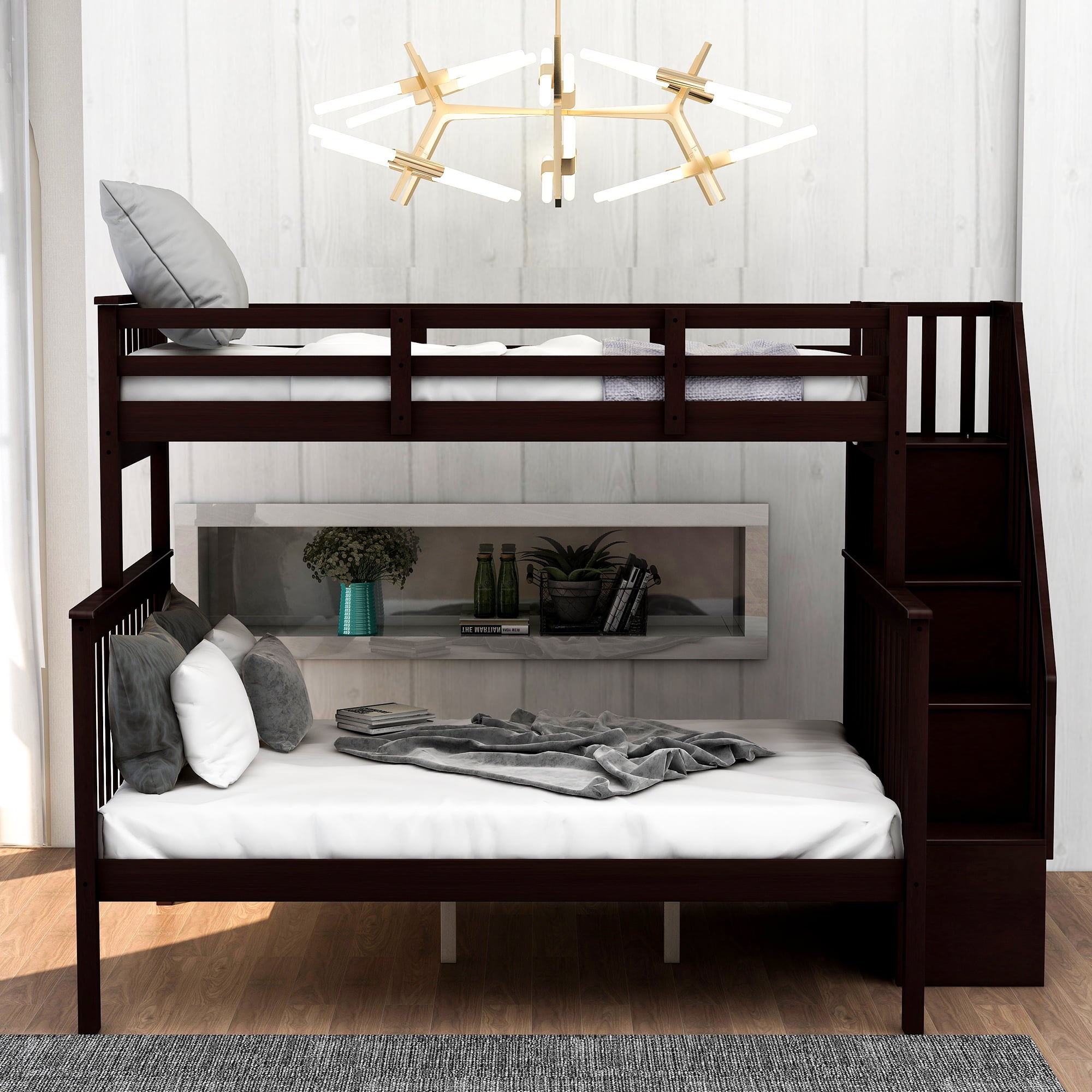 Wood Bunk Beds Twin Over Full Bed, Upper Bunk Bed