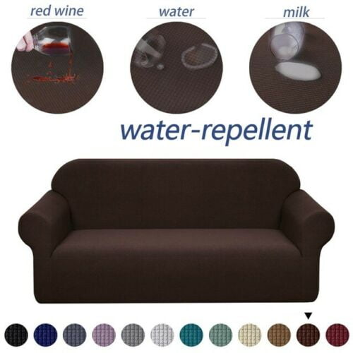 Amerteer Premium Stretch Sofa Slipcover 1-Piece Water Repellent Sofa Couch Sofa Cover Furniture Protector Soft with Elastic Bottom for Kids, Spandex Jacquard Fabric Small Checks