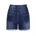 thumbnail image 4 of Women's Jean Shorts Stretchy Pull On Tattered Jeans Short High-Waisted Double-Button Comfortable Stretch Shorts, 4 of 7