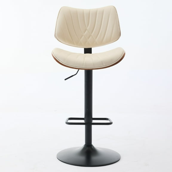 Bar Stools, Upholstered 360° Swivel Bar Chairs, Mid Century Modern PU Leather Adjustable Counter Height Stools, Barstools With Footrest For Home Kitchen Bar