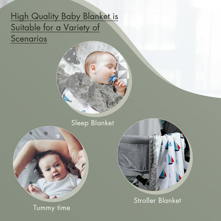 Gllquen Baby Blanket Premium Ultra Soft Minky with Double Layer Dotted Backing Receiving Blankets Unisex 30