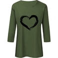 thumbnail image 4 of Plebaso Hauts Cœur pour Femmes Manches 3/4 Col Rond T-Shirts Graphiques Mignons Imprimés Blouses Décontractées pour Femmes, 4 of 6