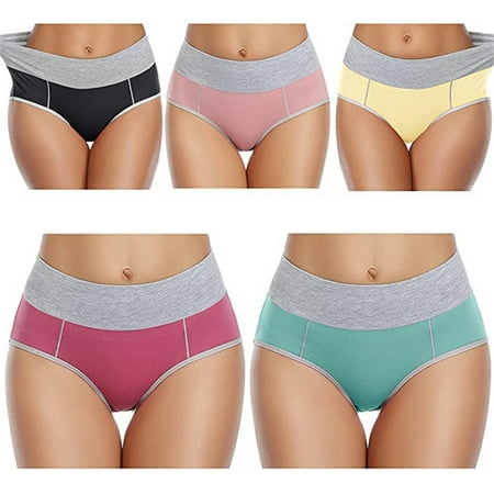 

5PC Women Patchwork Color Briefs Leisure Large Size Female Panties Underpants