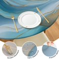 thumbnail image 4 of Blue Marble Gold Wave Pattern Round Fitted Tablecloth with Elastic Edge,Dining Table Cover Waterproof,Outdoor Round Tablecloth for Camping,Dining,Indoor and Outdoor, 4 of 7