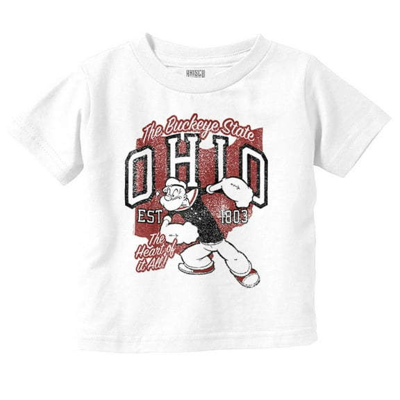 Popeye Ohio Buckeye State OH Cartoon Toddler Boy Girl T Shirt Infant Toddler Brisco Brands 6M