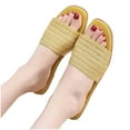 thumbnail image 4 of Anuirheih Slip on Sandals Women,Webbing Flip Flop Leather Solid Color Sandals Slippers Travel Leisure Ladies Slippers(Yellow), 4 of 9