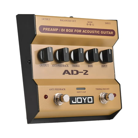 JOYO AD-2 Portable Preamp DI Box Acoustic Guitar Effect Pedal 2-Band Balance with 5 Basic Tune Adjustment Knobs for High-Sensitivity Feedback Acoustic Guitar Sound
