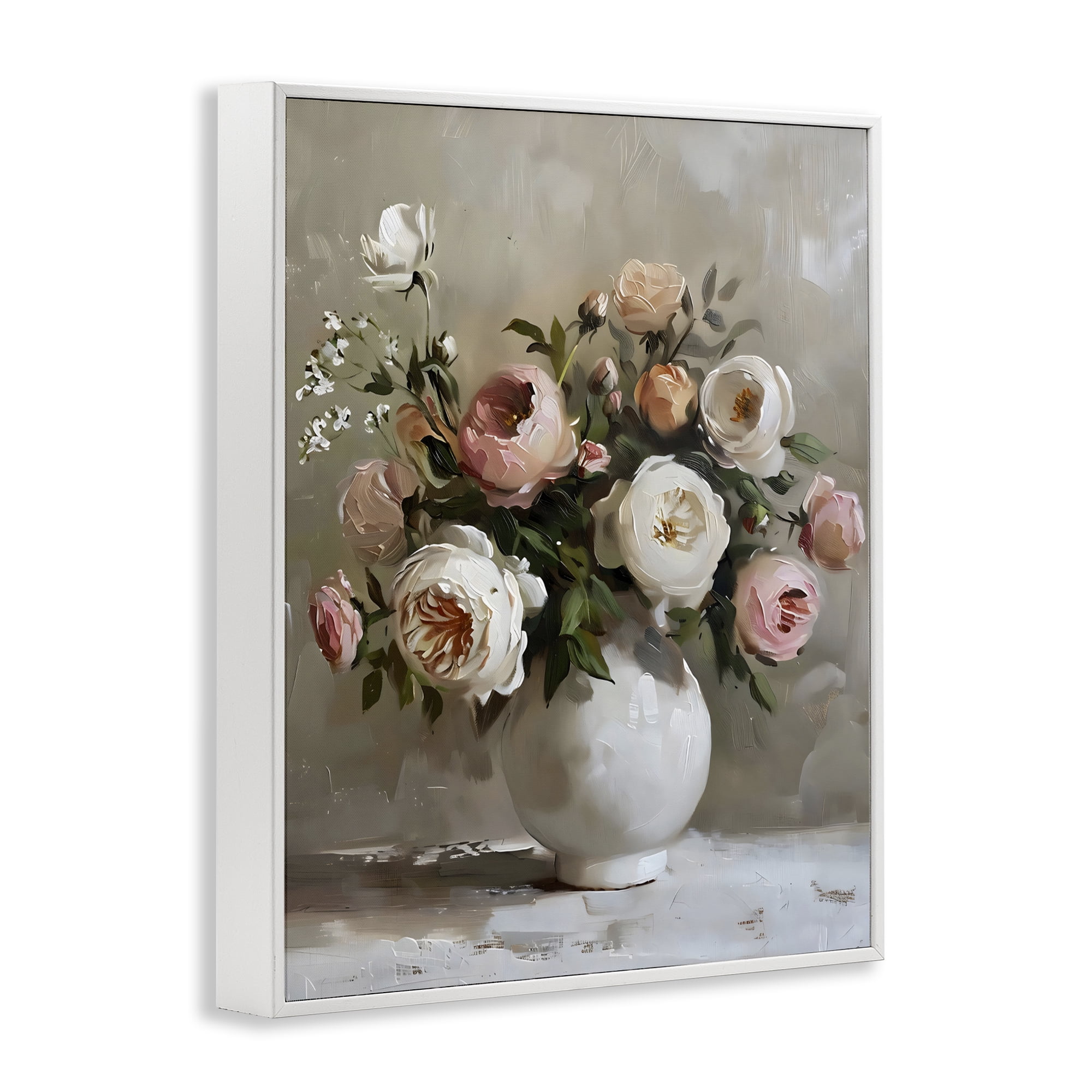 Stupell Industries Peony Blooms Bouquet Vase White Framed Giclee Art, design by Creative Studio