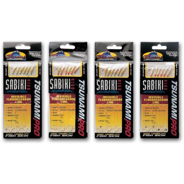 Tsunami Sabiki Rigs Iridescent Hage-Aurora Red Head Size 6 Box of 12 ...