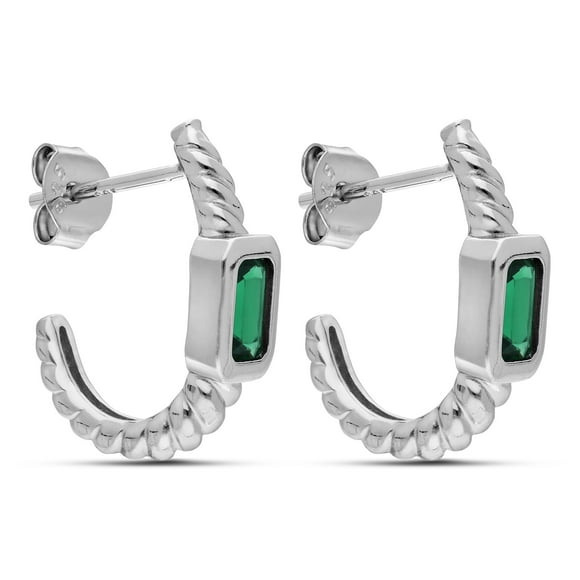 QUINTESSENTIAL Demi-Cerceau avec Boucle d'Oreille Verte CZ