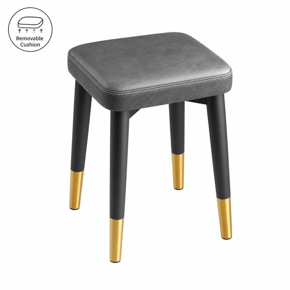 YUCHANG Vanity Stool Chair,Modern Chair-Small Ottoman Foot Stool for Makeup Room, Living Room, Bathroom(Dark Grey and Black)