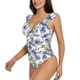 thumbnail image 3 of Yiaed Blue Flax Flowers Print Women's Ruffled One Piece Swimsuit V Neck Swimwear Slimming Monokini for Woman-XX-Large, 3 of 8