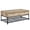 Oak, variant on Round Metal Coffee Table | Bring Modern Style to Any Living Space | Open - Frame Drum Base | Combine Beauty and Practicality