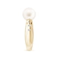 thumbnail image 3 of Angara Freshwater Cultured Pearl Ring with Flush-Set Diamonds in 14K Yellow Gold for Women | June Birthstone Jewelry for Her, 3 of 8
