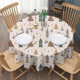thumbnail image 3 of Multicolor Christmas Tree Pattern Round Tablecloth 60"x60",Wrinkle Wipeable Table Cloth for Kitchen Dining Room Picnic Patio Party, 3 of 6