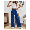 thumbnail image 3 of Pantalones SweetyRocks con estampado de leopardo, cintura alta, pierna ancha, azul, mujer, 3 of 6