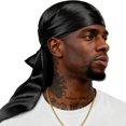 thumbnail image 1 of Durag YFONG 100% Seda Mulberry 22 Momme para Hombre y Mujer Negro, 1 of 8