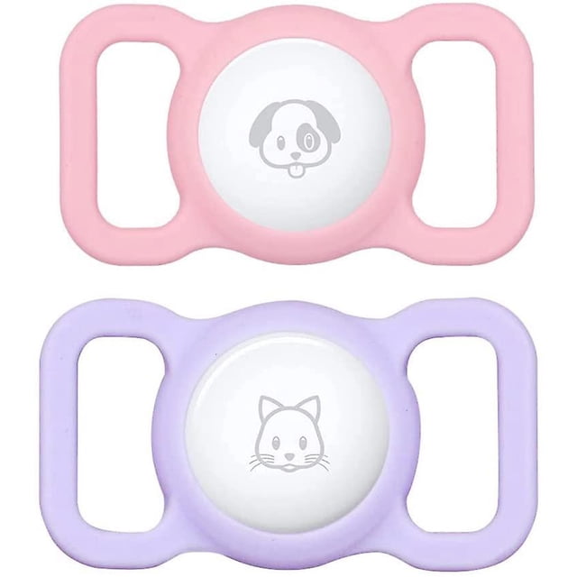 Soporte para collar de perro Airtag (paquete de 2) Compatible con Apple Soporte para collar de gato Airtag, soporte Air Tag para collar de mascota, funda Air Tag para rastreador GPS (rosa * morado cla