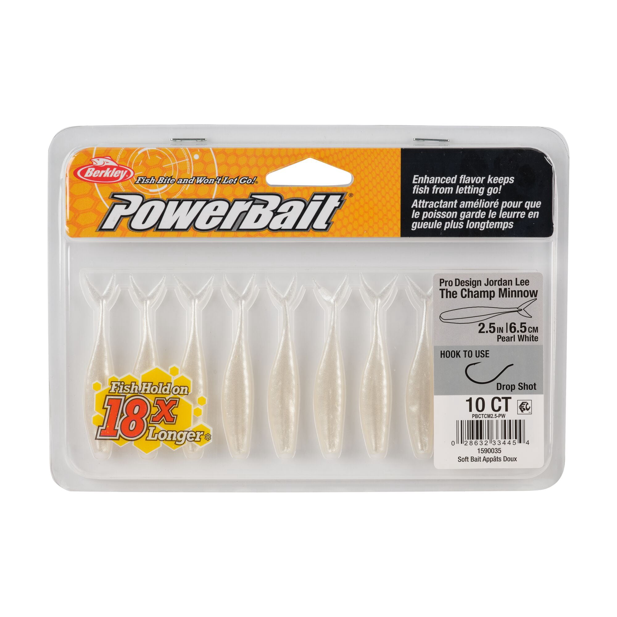 Berkley PowerBait® The Champ Minnow, 2.5 in, Minnows, Pearl White (10 Count)