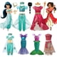 thumbnail image 2 of Disney-vestido de princesa Jasmine para niña, disfraz de Aladdín, lámpara de sirena, Elena, Moana, fiesta de cumpleaños, Carnaval, 2 of 5