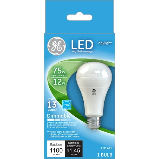 GE LED 12W (75W Equivalent) Daylight Color, General Purpose Light Bulb
