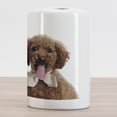 thumbnail image 2 of Poodle Ceramic Toothbrush Holder, Puppy Picturesque with a Ribbon Bow Tie, Decorative Versatile Countertop for Bathroom, 4.5" X 2.7", Grey Pink Pearl, 2 of 4