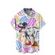 thumbnail image 1 of Camisas Hombre Vestir Camiseta de manga corta con botón de solapa y estampado 3D Digital para hombre, moda de Pascua, verano, playa, informal (White, XXL), 1 of 6