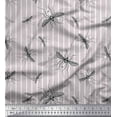 thumbnail image 1 of Soimoi Grey Rayon Fabric Stripe & Mosquito Insects Decor Fabric Printed Yard 42 Inch Wide, 1 of 1