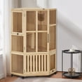 thumbnail image 3 of MCombo Large Corner Cat House Villa, Wooden Indoor Cat Enclosure CT96 (31.5”x31.5”x62”), 3 of 7